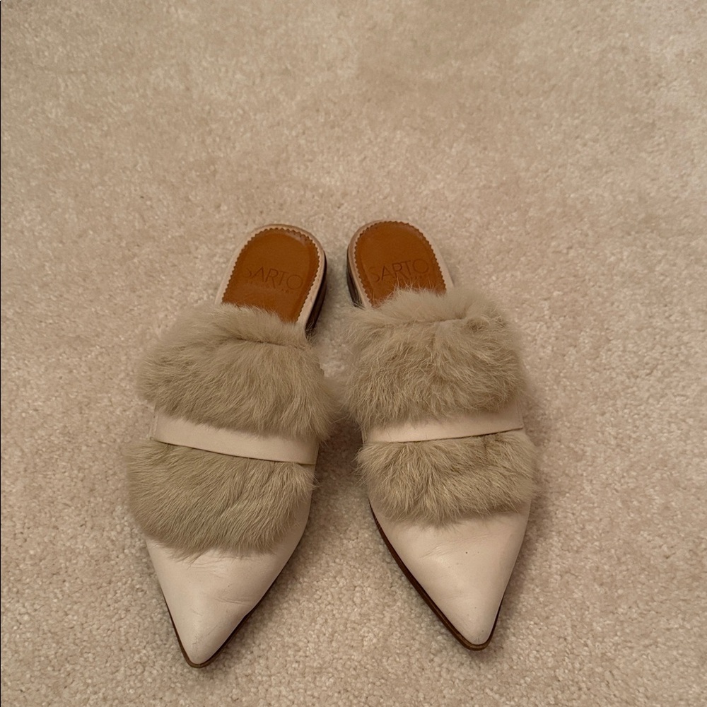 FRANCO SARTO Women's Fur-Trimmed Mules - Picture 2 of 3